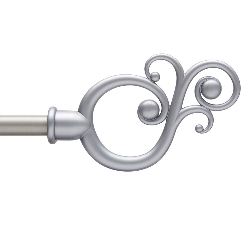 Kenney KN65401 Valencia Large Plastic Scroll End Standard Decorative Window Curtain Rod 4884 Adjustable Length Satin Nickel Finish 58 Diameter Steel Tube