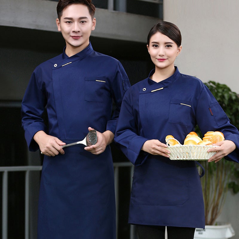 French Chef Long Sleeve Uniforms Breathable "navy blue" long sleeve 