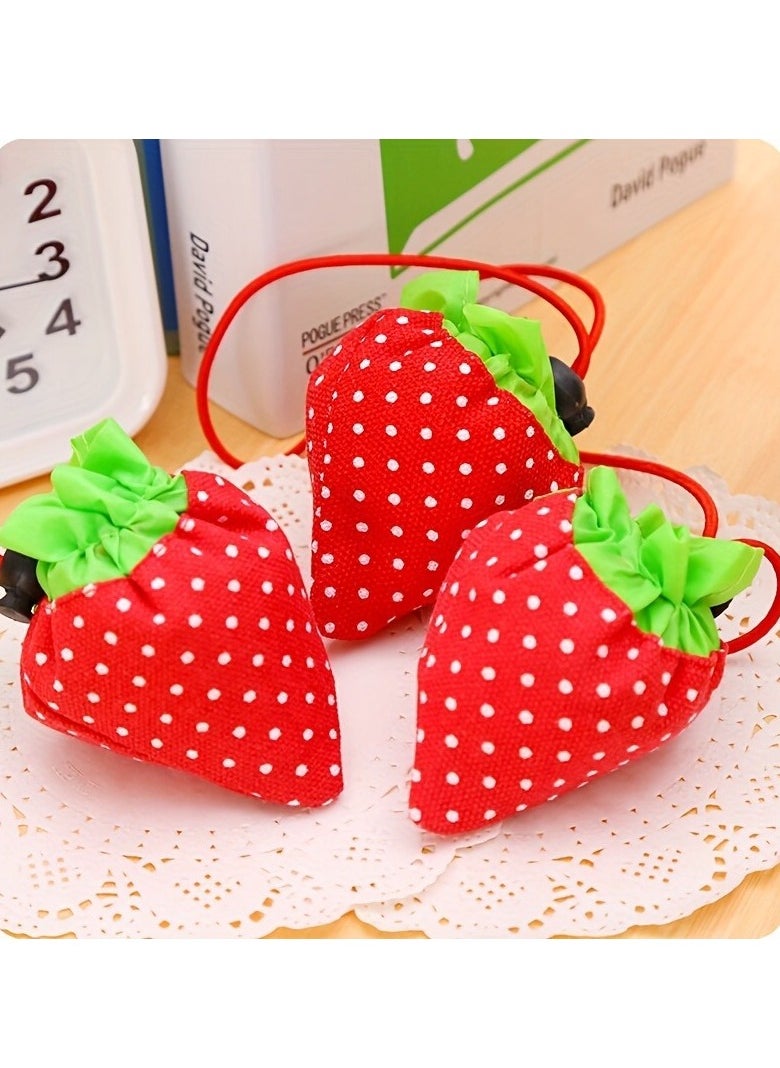 Generic 1Pcs Grocery Bags Foldable, Creative Drawstring Bag Cartoon Strawberry Shaped Shopping Bag Durable Strawberry Tote Bag for Shopping Travel Reusable Shopping Bags （Random)  - Image 1