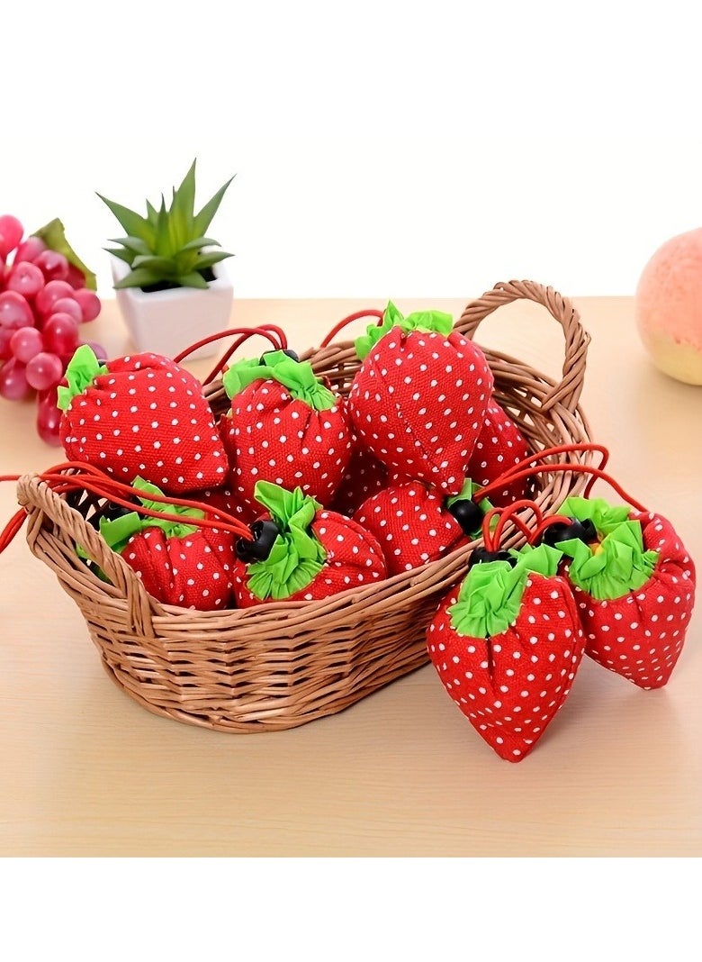 Generic 1Pcs Grocery Bags Foldable, Creative Drawstring Bag Cartoon Strawberry Shaped Shopping Bag Durable Strawberry Tote Bag for Shopping Travel Reusable Shopping Bags （Random)  - Image 2