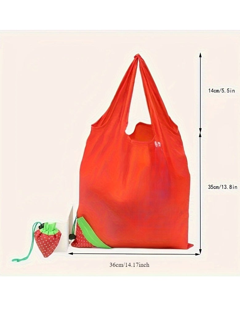 Generic 1Pcs Grocery Bags Foldable, Creative Drawstring Bag Cartoon Strawberry Shaped Shopping Bag Durable Strawberry Tote Bag for Shopping Travel Reusable Shopping Bags （Random)  - Image 4