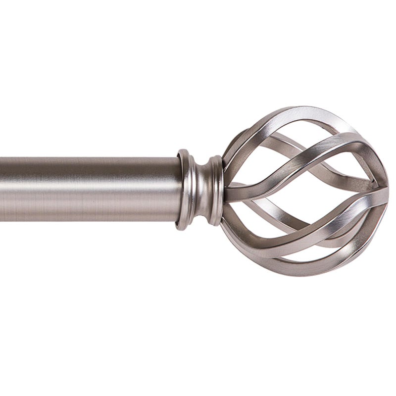 WORLD RODS Curtain Rods for Windows 18 to 88 inches, 1 Inch Modern Metal Drapery Rods, Adjustable Heavy Duty Curtain Pole with Twisted Cage Finial(18"-88"Satin Nickel) - Image 1