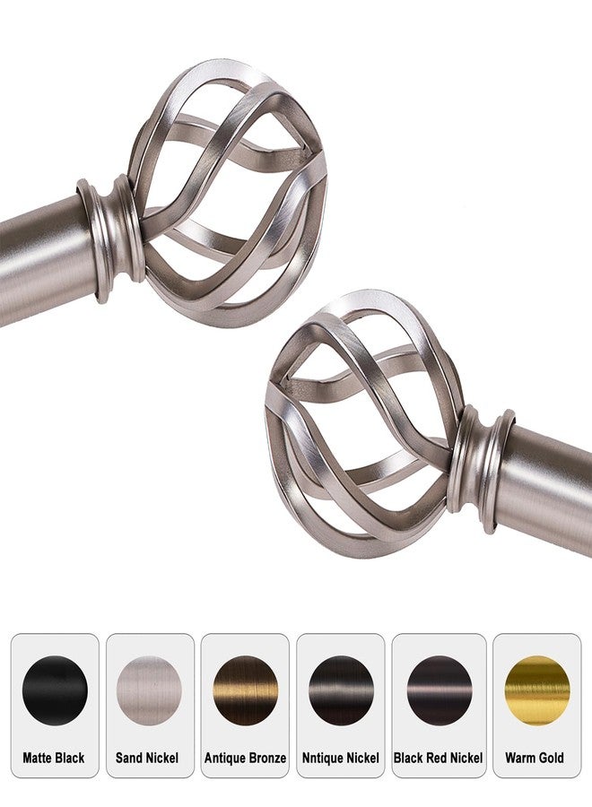 WORLD RODS Curtain Rods for Windows 18 to 88 inches, 1 Inch Modern Metal Drapery Rods, Adjustable Heavy Duty Curtain Pole with Twisted Cage Finial(18"-88"Satin Nickel) - Image 2