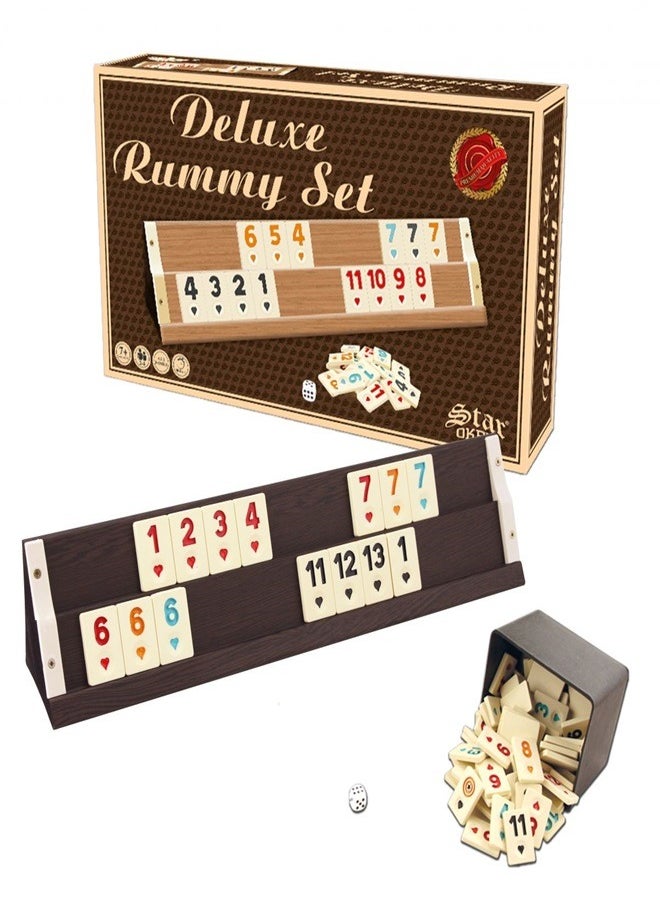 Star - DELUXE WOODEN RUMMY SET / Dark Color - Image 1