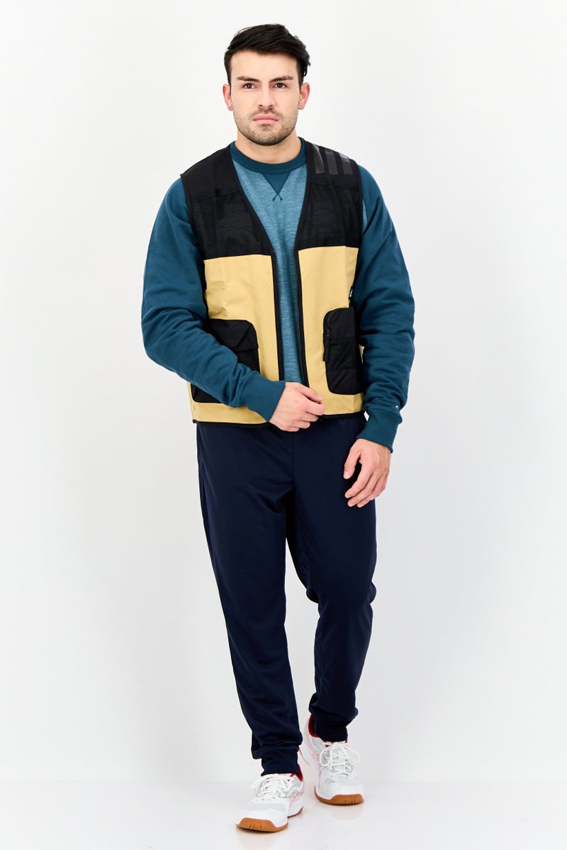 Adidas Men Sportswear Fit Sleeveless Outdoor Jackets Vest, Black/ khaki - Image 2