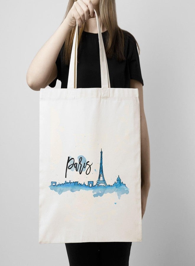 ARTBUG Tote Bag for Women with zip, Aesthetic Canvas tote bag for college girls, office, stylish and reusable - Paris - D No - 201 - Image 3