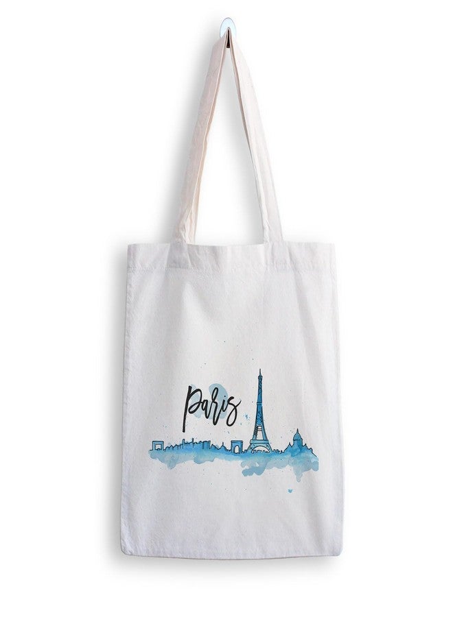 ARTBUG Tote Bag for Women with zip, Aesthetic Canvas tote bag for college girls, office, stylish and reusable - Paris - D No - 201 - Image 1