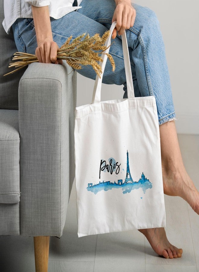 ARTBUG Tote Bag for Women with zip, Aesthetic Canvas tote bag for college girls, office, stylish and reusable - Paris - D No - 201 - Image 2