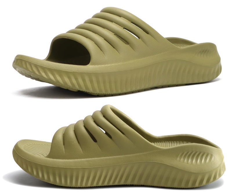 KuaiLu Womens Recovery Sandals Comfortable Plantar Fasciitis Arch Support Ladies Orthopedic Slip On Running Sport Walking Slides Thick Athletic Cushion Slippers Summer Outdoor Sliders Green Size 7 - Image 1