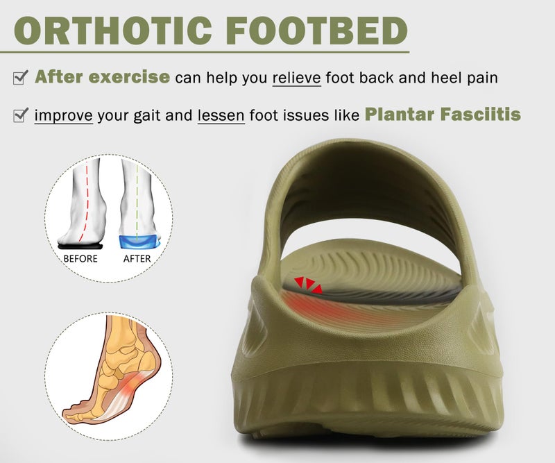 KuaiLu Womens Recovery Sandals Comfortable Plantar Fasciitis Arch Support Ladies Orthopedic Slip On Running Sport Walking Slides Thick Athletic Cushion Slippers Summer Outdoor Sliders Green Size 7 - Image 4