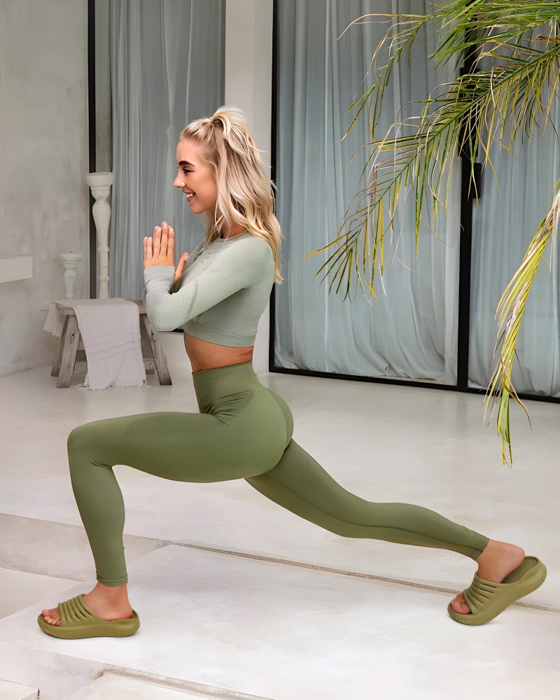 KuaiLu Womens Recovery Sandals Comfortable Plantar Fasciitis Arch Support Ladies Orthopedic Slip On Running Sport Walking Slides Thick Athletic Cushion Slippers Summer Outdoor Sliders Green Size 7 - Image 2