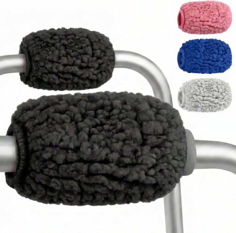 VIVE Sheepskin Walker Grips (2-Pack) - Hand Pad Accessories for Folding Rollator, Crutches - Soft Cushion Handle Cover for Adult, Handicap, Seniors - Medical Handlebar Foam Padding Set for Disability - Image 1