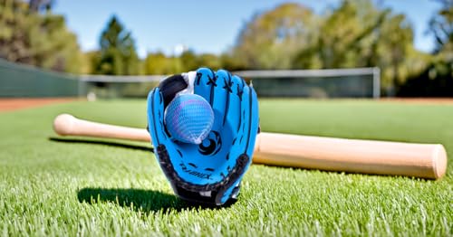 PHINIX 9" Baseball Glove Tee Ball Mitts and Foam Ball for Kids Beginner Play Training Right Hand Throw Blue - Image 5