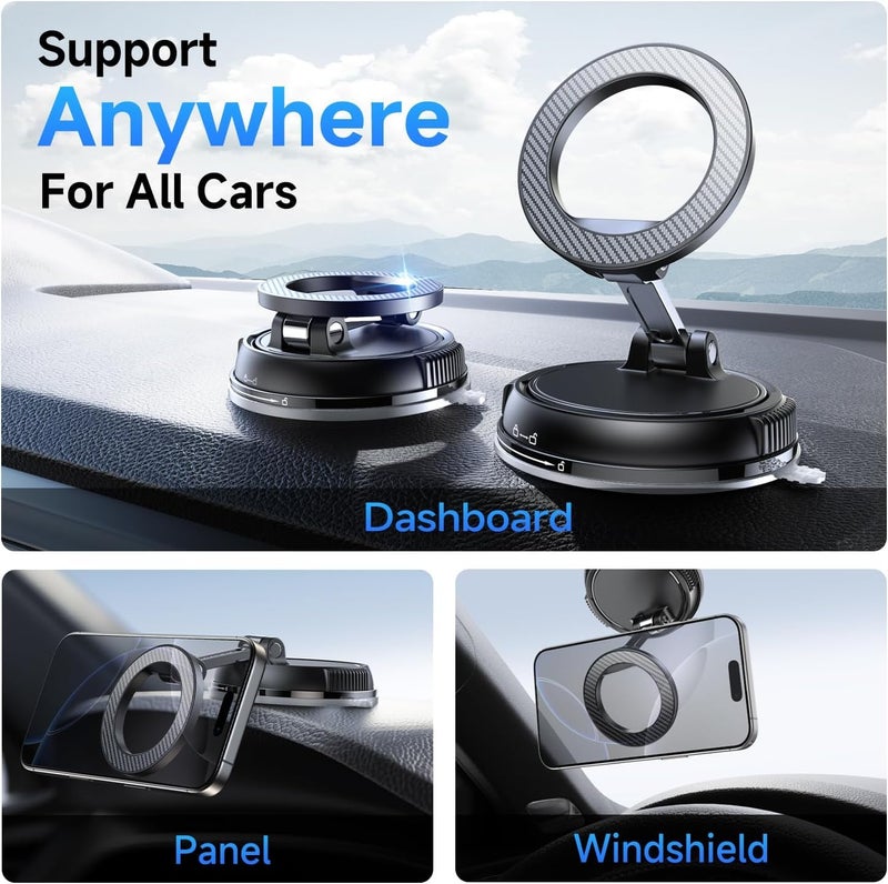 MENTAL GENTLE Vacuum Magnetic Suction Phone Holder 360° Reinforced Strong 42kg Ultra Suction Cup Phone Mount for MagSafe Cell Phone Holders for Your Car, Gym, or Mirror Mount for Android and iPhone - Image 4