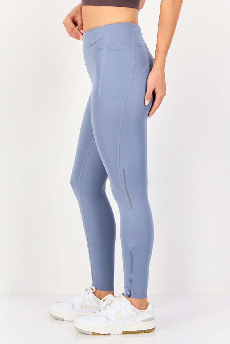 Nike Women Dri-Fit Brand Logo Running Leggings, Misty Blue - Image 4