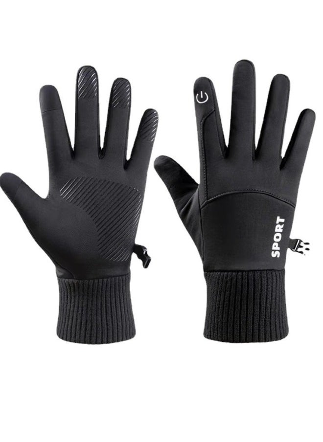 SPORT Winter Gloves for Men and Women Touch Screen Gloves Outdoor Winter Sports Gloves Cold Weather Warm Gloves Frozen Work Gloves Suitable for Running Driving Cycling Work Hiking Black  - Image 1