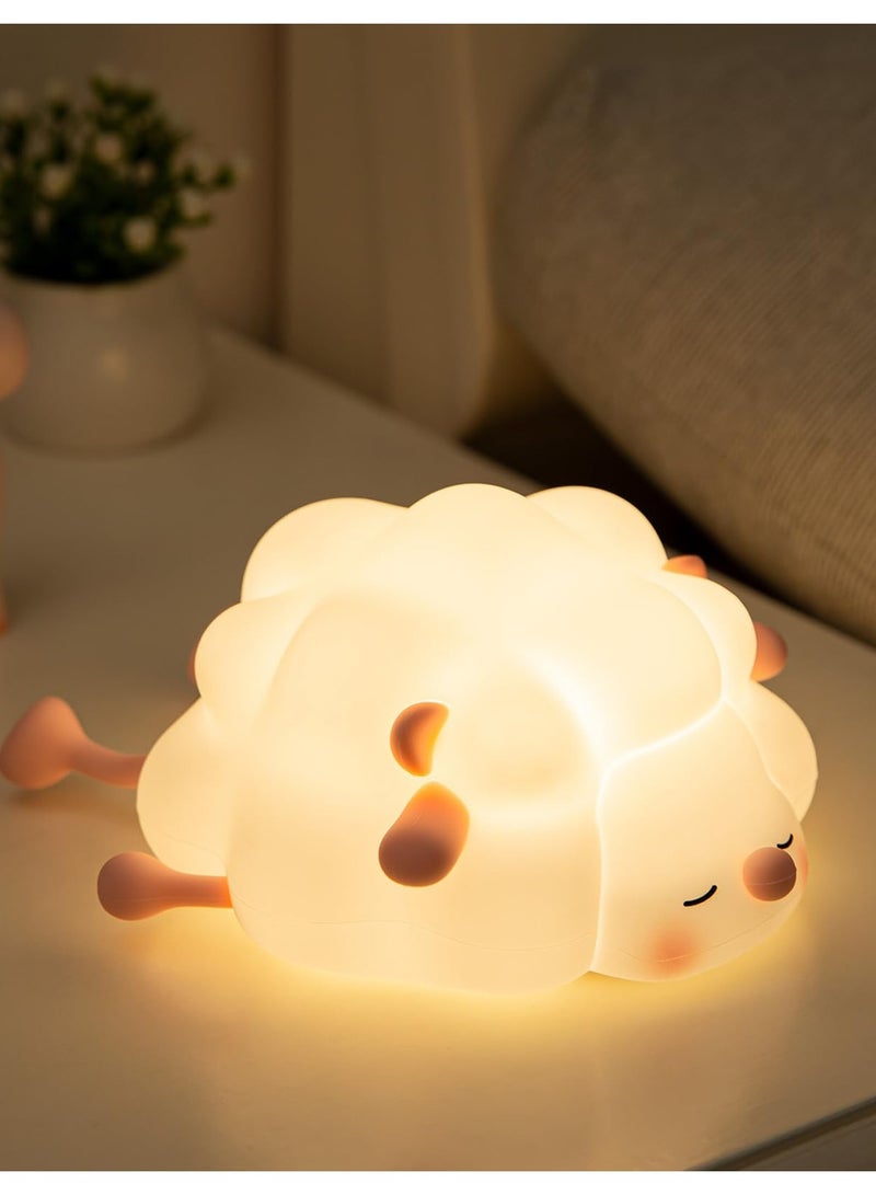 Excefore Rechargeable Led Night Light For Kids, 3-Level Dimmable Nursery Nightlight, Food Grade Silicone Squishy Lamp Perfect Bedside Touch Lamp With 30 Min Timer for Breastfeeding, Toddler, Baby Décor Pink - Image 1