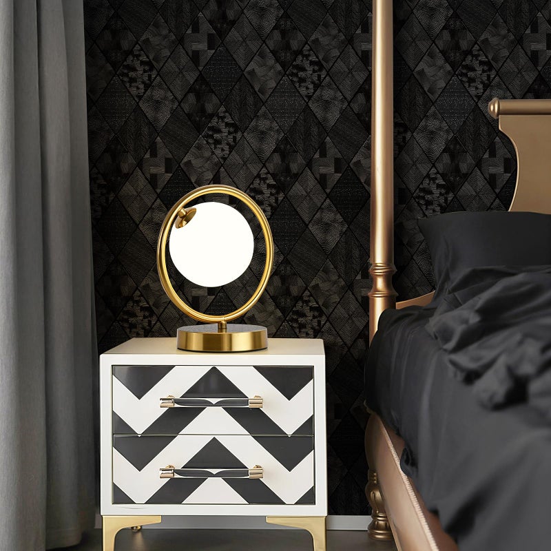 Zeeko 3D Embossed Peel and Stick Wallpaper Gothic, 17.3" x 80" Black Textured Geometric Linear Contact Paper Removable Waterproof Self Adhesive Wall Paper for Cabinets Furniture - Image 4