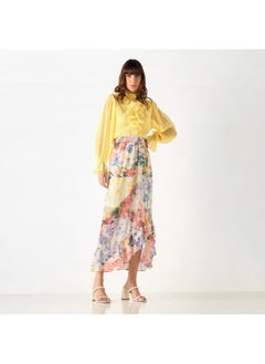 2Xtremz 2Xtremz All-Over Floral Print Skirt with Elasticated Waistband and Flounce Hem  - Image 1
