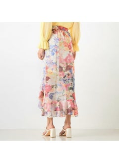 2Xtremz 2Xtremz All-Over Floral Print Skirt with Elasticated Waistband and Flounce Hem  - Image 2