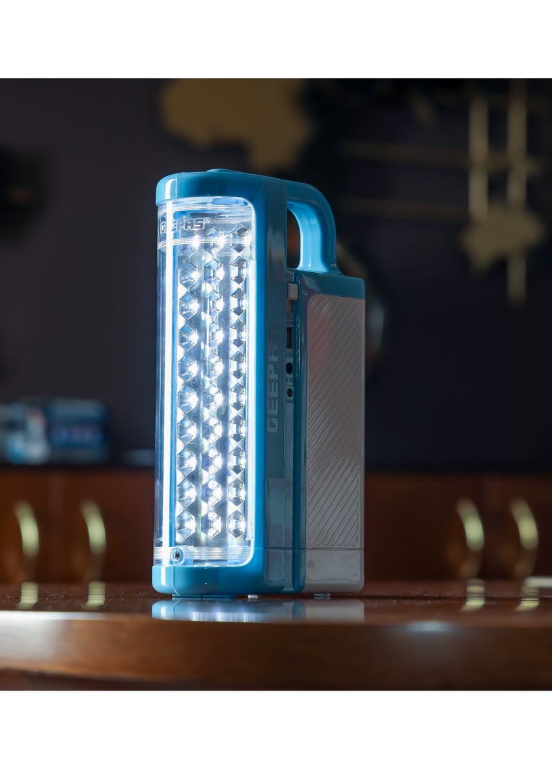 GEEPAS - Geepas Rechargeable LED Lantern| GE5511N, USB,  Portable Solar Input, Unbreakable PC Glass| Ideal for Camping and Hiking, Multicolor - Image 1