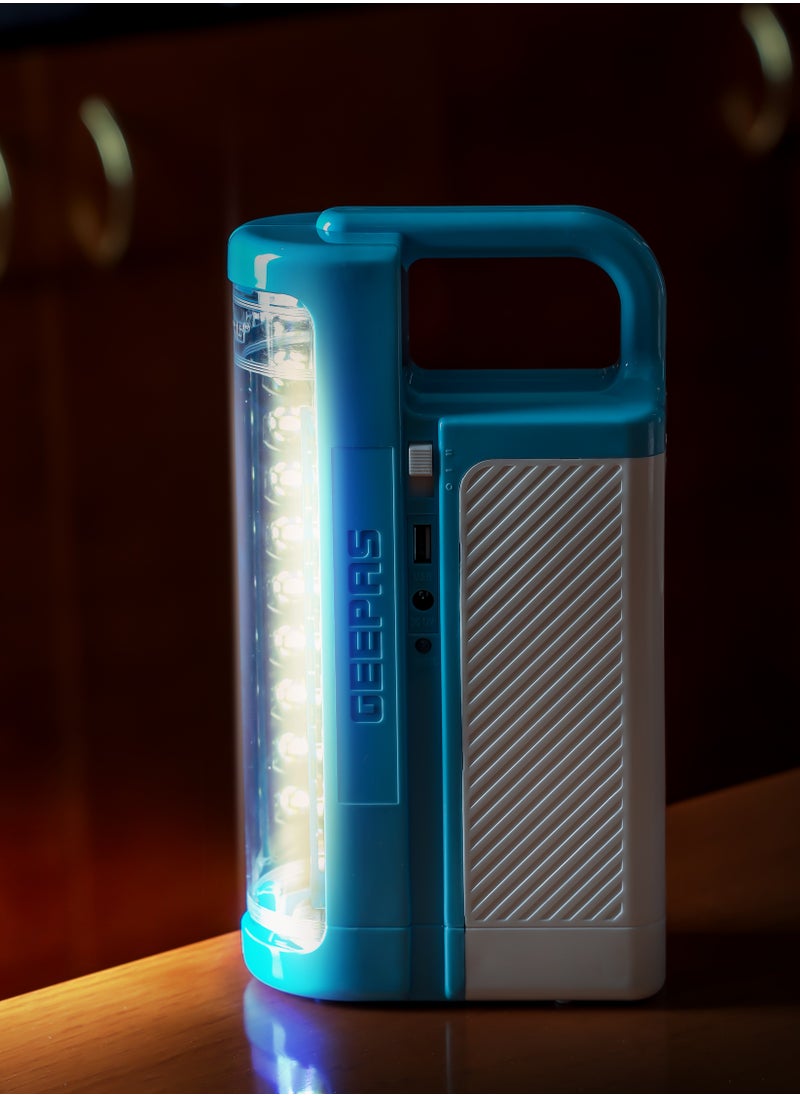 GEEPAS - Geepas Rechargeable LED Lantern| GE5511N, USB,  Portable Solar Input, Unbreakable PC Glass| Ideal for Camping and Hiking, Multicolor - Image 1