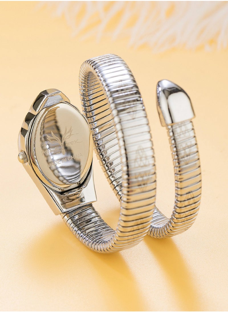 MISS FOX Luxury Fashion Ladies' Watch High-Elastic Snake-Shaped Strap Diamond-Shaped Dial Mineral Reinforced Glass Mirror Waterproof Bracelet Watch  - Image 3