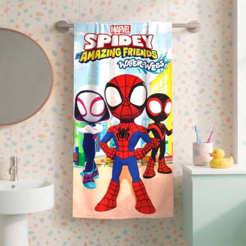 Athom Living Spidey Kids Bath Towel | 100% Cotton, 60x120cm, 350 GSM | Soft, Quick Dry & Highly Absorbent | Superhero Themed Towel for Boys & Girls | Gentle on Skin, Durable & Machine Washable - Image 1