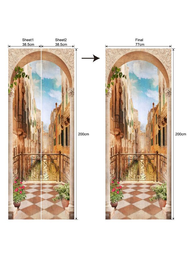 Bluejw European And American Landscape Movable Waterproof Bedroom Living Room Extension Simulation PVC Arched Door MT257-290 - Image 1