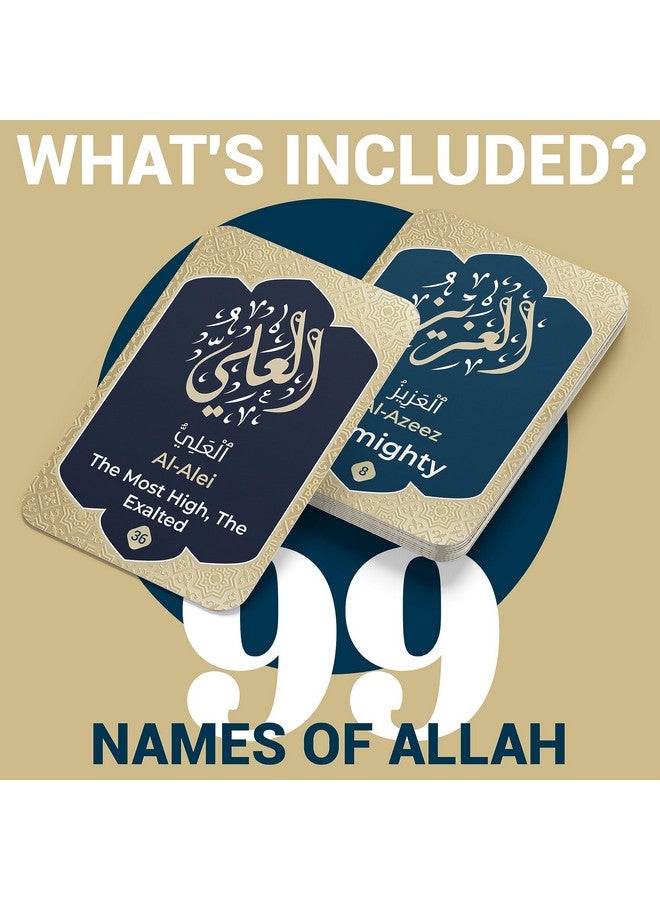 Briston 99 Names of Allah Flashcards: Dual Language Quranic Verses - Asma Ul Husna Cards for Memorization & Insight - Arabic & English, Eid & Ramadan Gift - Eid Al Adha Learning, Black & Gold Design - Briston  - Image 2