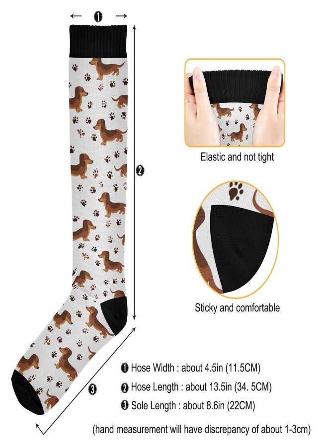 Wusikd Dachshund Compression Socks for Women and Men Circulation Dog Paw Long Socks for Athletic Running 1 - Image 4