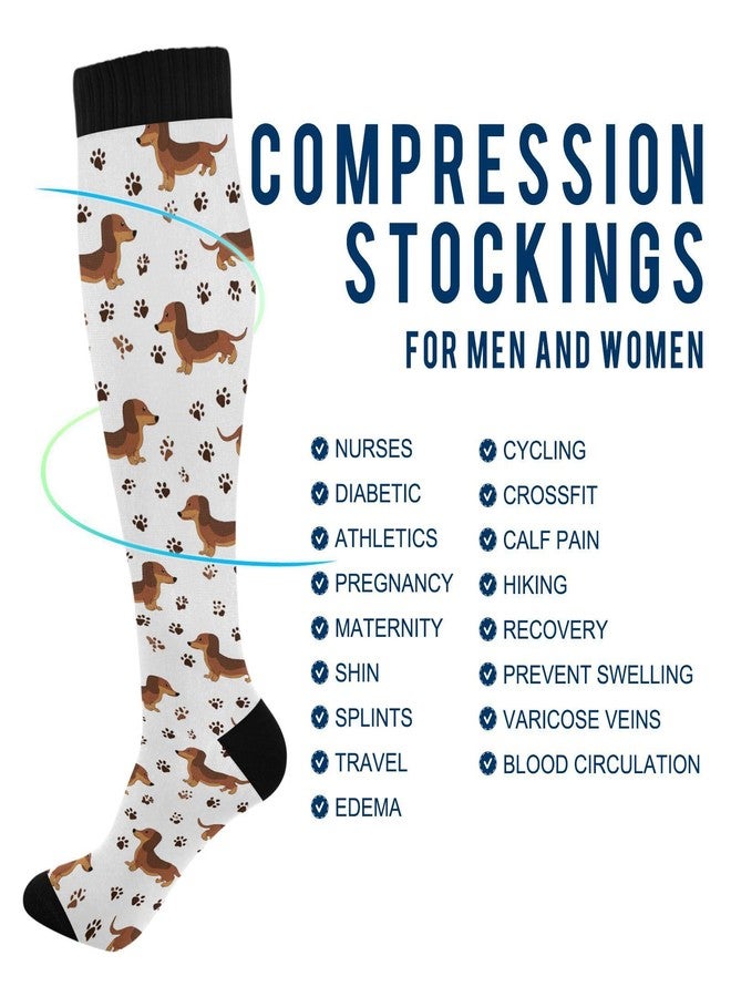 Wusikd Dachshund Compression Socks for Women and Men Circulation Dog Paw Long Socks for Athletic Running 1 - Image 5