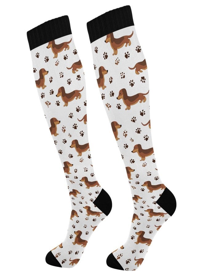 Wusikd Dachshund Compression Socks for Women and Men Circulation Dog Paw Long Socks for Athletic Running 1 - Image 1