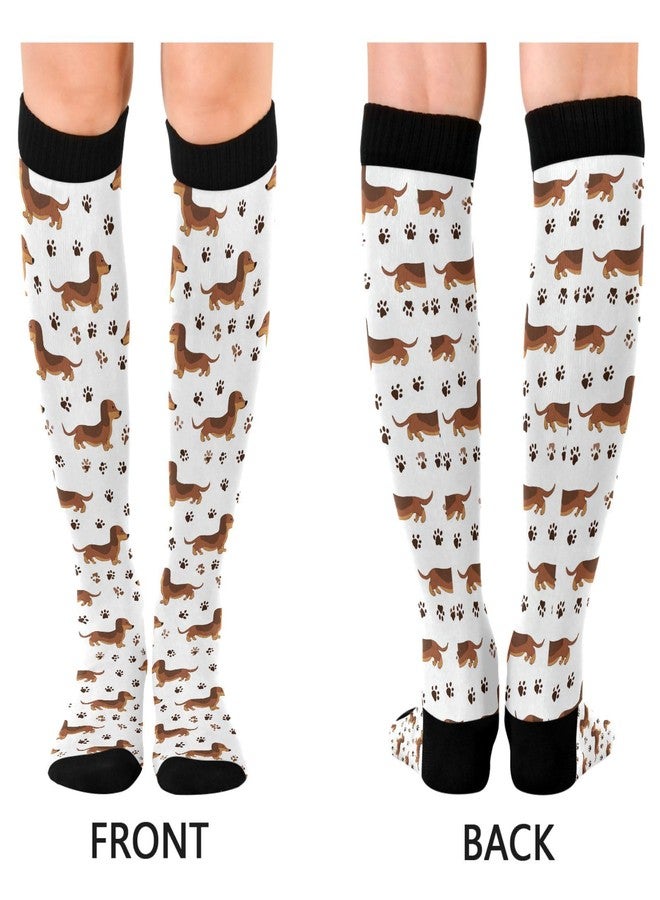 Wusikd Dachshund Compression Socks for Women and Men Circulation Dog Paw Long Socks for Athletic Running 1 - Image 2