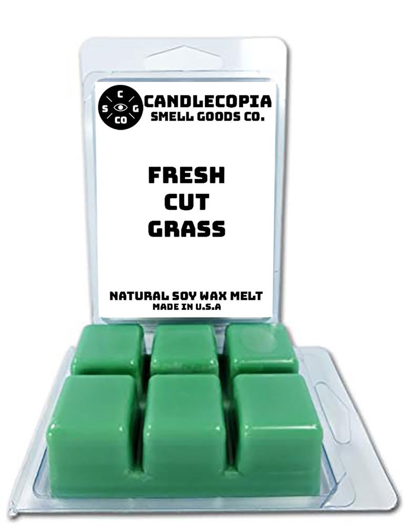 Candlecopia Fresh Cut Grass Strongly Scented Hand Poured Vegan Wax Melts, 12 Scented Wax Cubes, 6.4 Ounces in 2 x 6-Packs