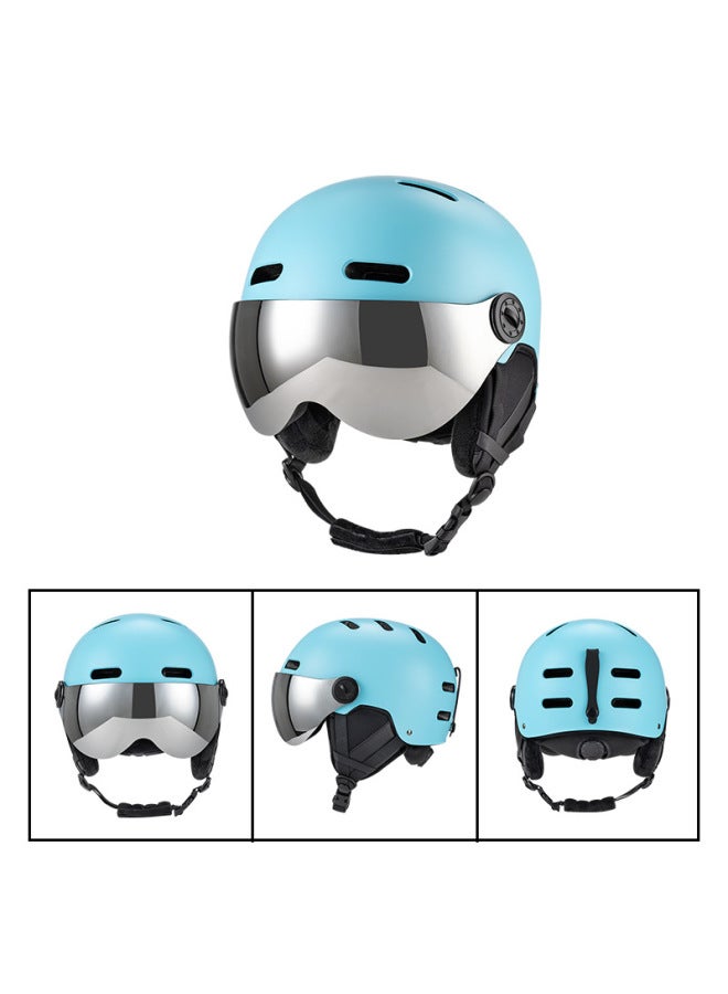 Sky Blue lens New Outdoor Sports Ski Helmet And Goggles Combo For Cycling, Unisex, Snow And Ice Snowboarding, Warm And Safe