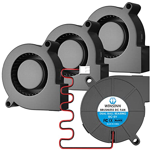 WINSINN 50mm 5015 Blower Fan 24V, 3D Printer 24 Volt Fans Blower Turbine Turbo Hydraulic Bearing, 1000mm/39in Cable Brushless Cooling 50mmx15mm 2PIN (Pack of 4Pcs) - Image 1