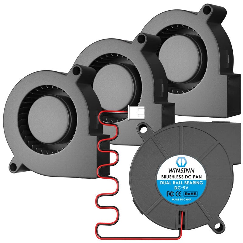 WINSINN 50mm 5015 Blower Fan 24V, 3D Printer 24 Volt Fans Blower Turbine Turbo Hydraulic Bearing, 1000mm/39in Cable Brushless Cooling 50mmx15mm 2PIN (Pack of 4Pcs) - Image 3
