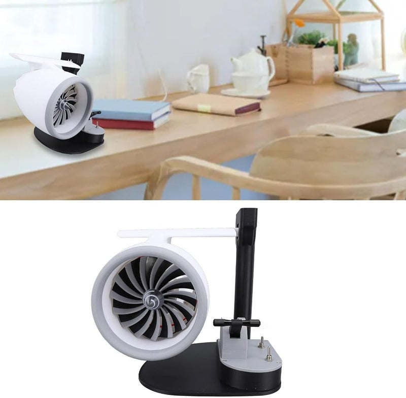 Bewinner 2 In 1 Turbo Desktop Fan, Turbofan Engine Shape Fan with Humidifier and Tail Lights, 3D Printing Desktop Decoration Gift Adjustable Speed Push Rod Equipped (Blue) - Image 3