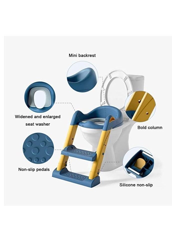 ECVV Potty Training Toilet Seat, Foldable Stool With Ladder, Used In Most Toilets, Can Bear 75kg, (BLUE)  - Image 2