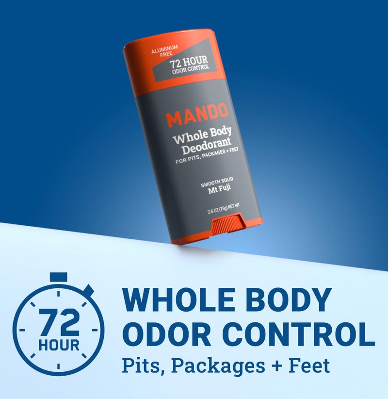 Mando Whole Body Deodorant For Men - Smooth Solid Stick - 72 Hour Odor Control - Aluminum Free, Baking Soda Free, Skin Safe - 2.6 ounce (Pack of 2) - Mt Fuji - Image 2