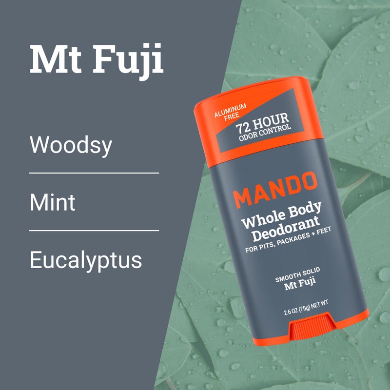 Mando Whole Body Deodorant For Men - Smooth Solid Stick - 72 Hour Odor Control - Aluminum Free, Baking Soda Free, Skin Safe - 2.6 ounce (Pack of 2) - Mt Fuji - Image 4