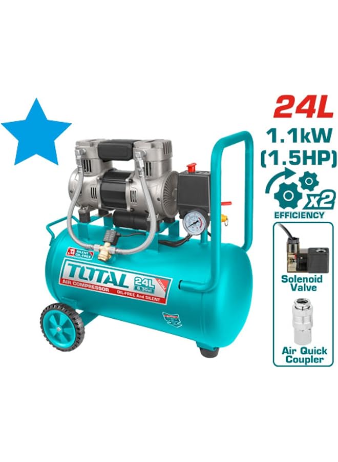 TOTAL Tcs1110242-85 1.5Hp Air Compressor, 24 Liter Tank Capacity, Blue - Image 2