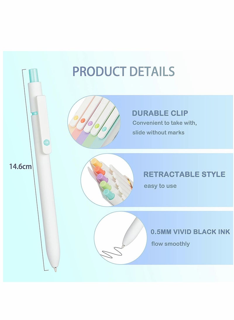 KASTWAVE 0.5 Gel Pen, Cute Kawaii Pens, Boxed Pen, Office Pen, Fine Point Signing Pen, Retractable Rolling Ball Quick-dry Ink Pens, Black Ink Smooth Writing Pen, for School Office Home, 5pcs (Academic Colors)  - Image 4