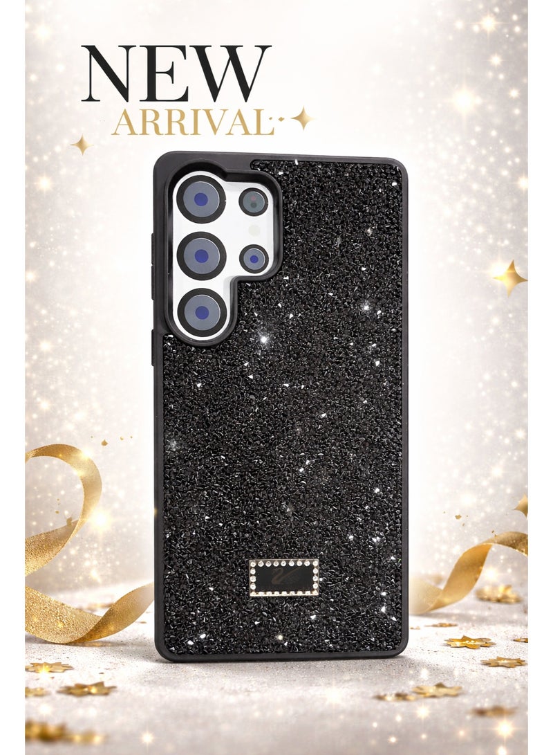 في آر كرييتيف غطاء هاتف فاخر بترتر الماس لهاتف سامسونج جالاكسي S25 ألترا مع حجر الراين البراق للحماية - أسود - Image 2