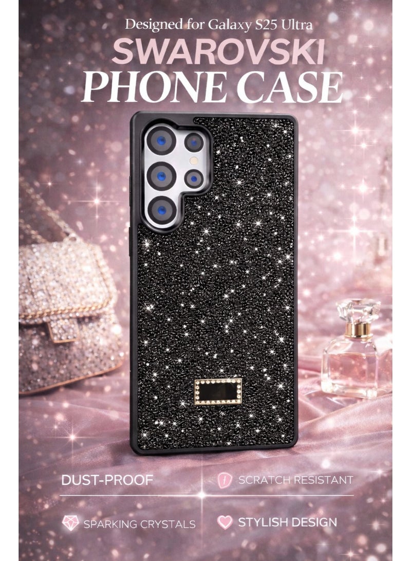 في آر كرييتيف غطاء هاتف فاخر بترتر الماس لهاتف سامسونج جالاكسي S25 ألترا مع حجر الراين البراق للحماية - أسود - Image 4