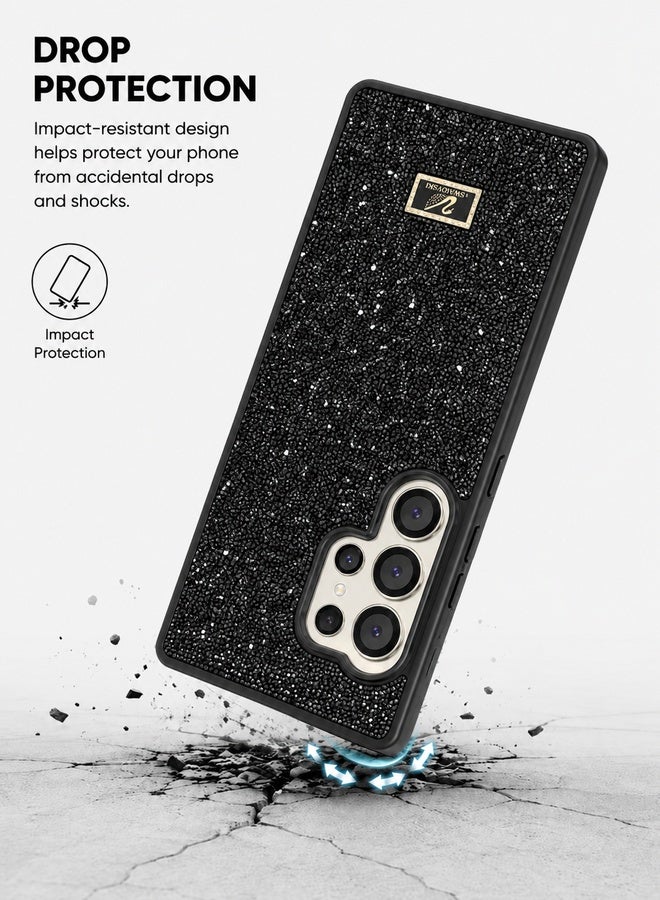 VR CREATIVE Luxury Sparkling Crystal Rhinestone Protective Phone Case Cover for Samsung Galaxy S25 Ultra – Black - Image 4