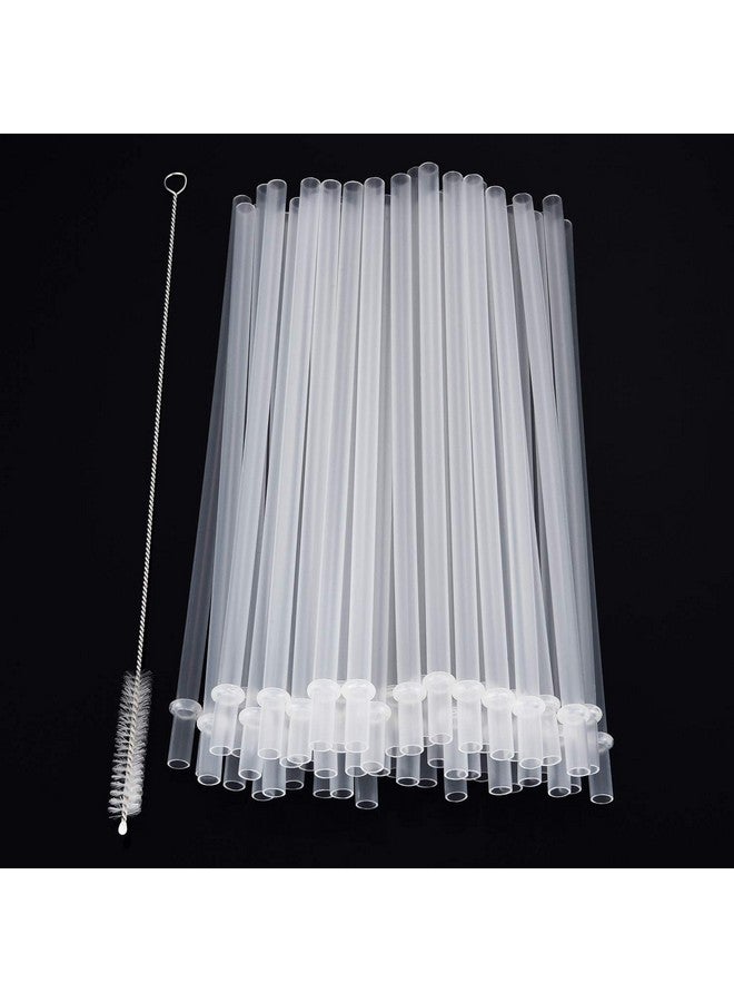 جوفيتيك 50 قطعة من شفاطات الشرب البلاستيكية الصلبة القابلة لإعادة الاستخدام من جوفيتيك، مناسبة للأكواب ومرطبانات ماسون والميلك شيك والعصائر، شفاطات بلاستيكية شفافة قابلة لإعادة الاستخدام مع فرشاة تنظيف (10 بوصات، شفافة) - Image 2