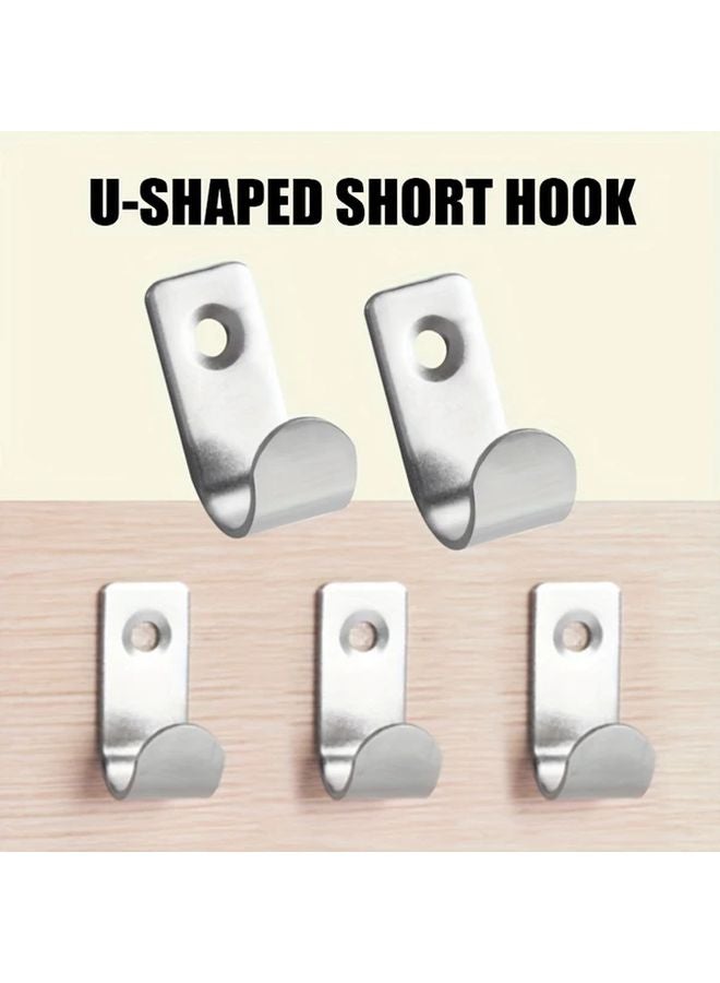 Black Short Version Mirror Screw Metal Hooks Set Of 7 Stainless Steel Wall Mount For Coats Hats Towels Keys - Image 2