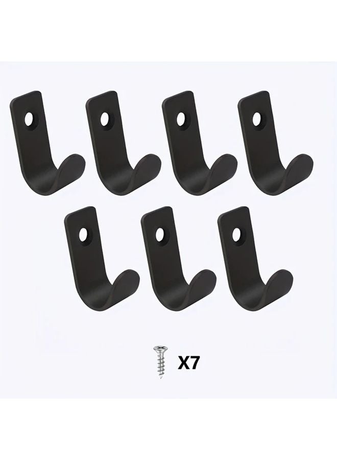 Black Short Version Mirror Screw Metal Hooks Set Of 7 Stainless Steel Wall Mount For Coats Hats Towels Keys - Image 1